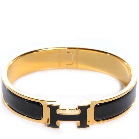 hermes enamel narrow clic clac h bracelet gm black|hermes clic clac price uk.